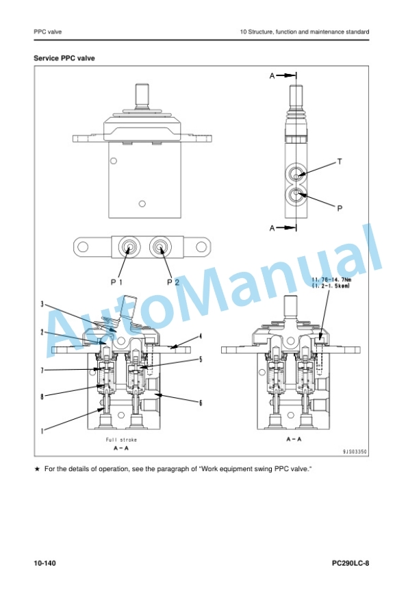 Alternative view of Komatsu PC290LC-8 Hydraulic Excavator Shop Manual SEN06728-03