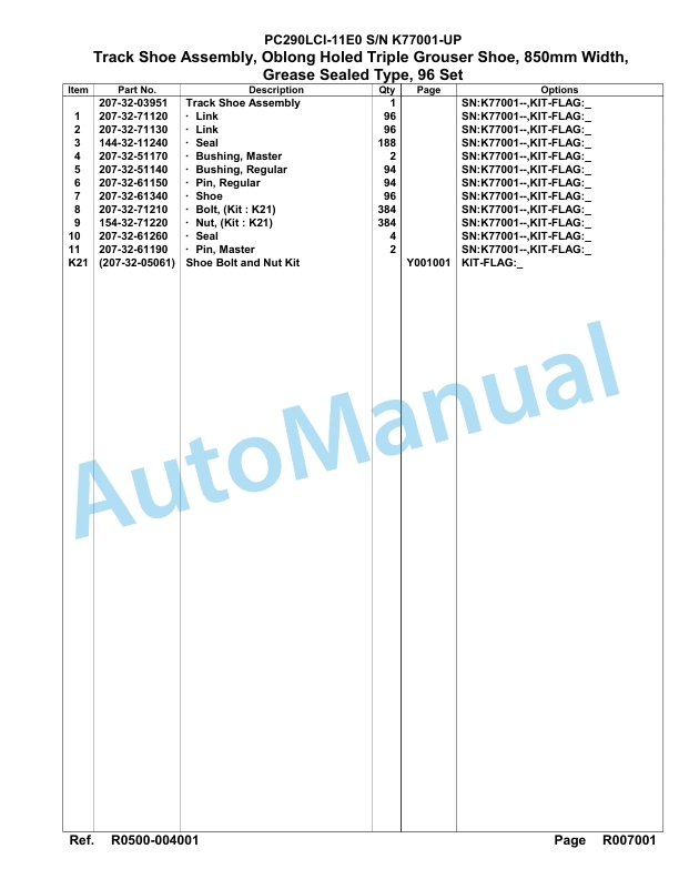 Komatsu PC290LCI-11E0 Hydraulic Excavator Parts Manual PC00088U 5 Komatsu PC290LCI-11E0 Hydraulic Excavator Parts Manual PC00088U-5