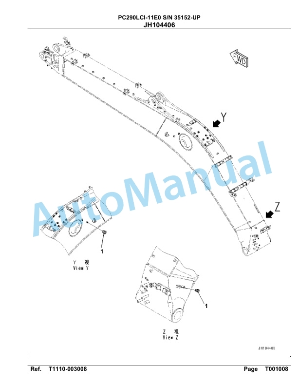 Komatsu PC290LCI-11E0 Hydraulic Excavator Parts Manual PC00090U 5 Komatsu PC290LCI-11E0 Hydraulic Excavator Parts Manual PC00090U-5
