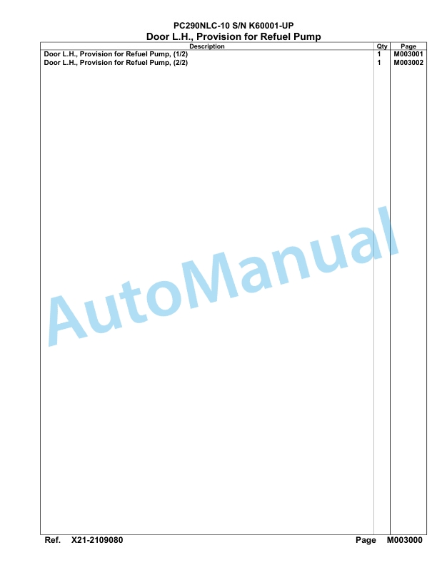 Komatsu PC290NLC-10 Hydraulic Excavator Parts Manual SAA6E2BU 4 Komatsu PC290NLC-10 Hydraulic Excavator Parts Manual SAA6E2BU-4