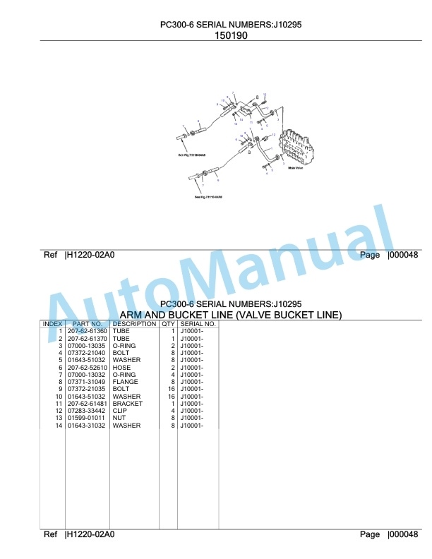 Komatsu PC300-6 Hydraulic Excavator Parts Manual J10295 2 Komatsu PC300-6 Hydraulic Excavator Parts Manual J10295-2