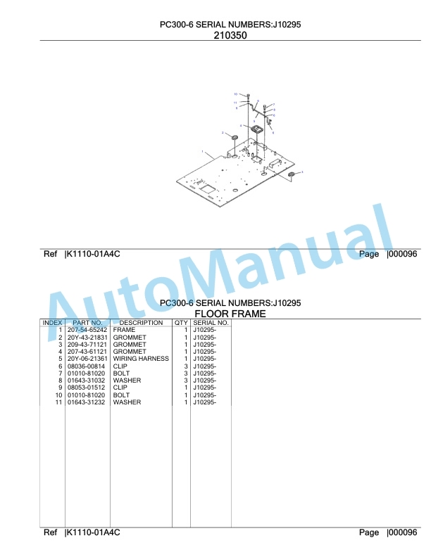 Komatsu PC300-6 Hydraulic Excavator Parts Manual J10295 3 Komatsu PC300-6 Hydraulic Excavator Parts Manual J10295-3