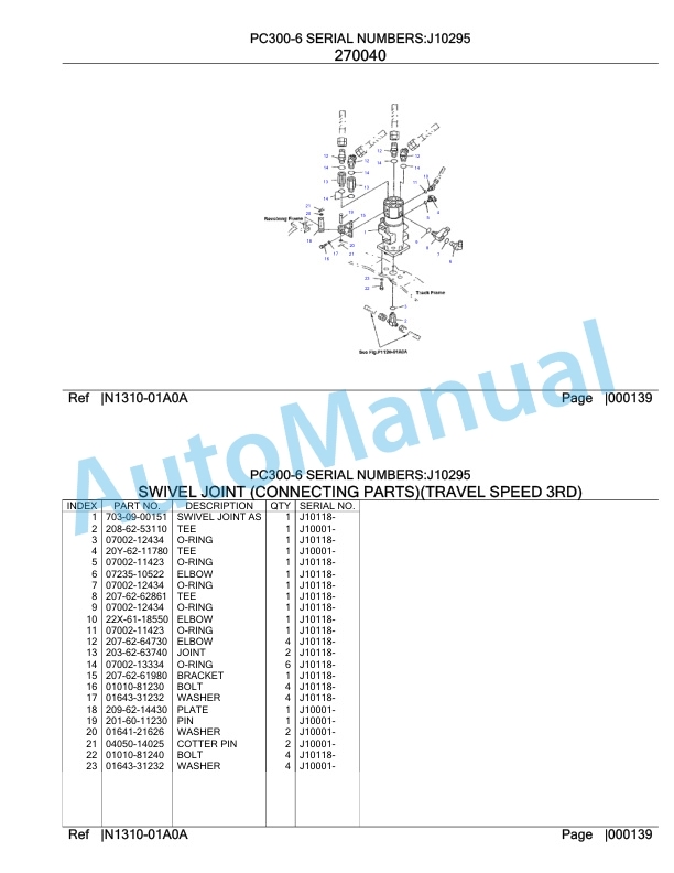 Komatsu PC300-6 Hydraulic Excavator Parts Manual J10295 4 Komatsu PC300-6 Hydraulic Excavator Parts Manual J10295-4