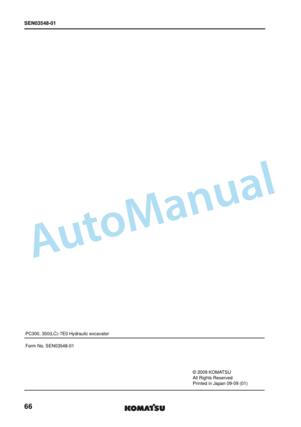 Alternative view of Komatsu PC300-7E0, PC300LC-7E0, PC350-7E0, PC350LC-7E0 Hydraulic Excavator Shop Manual SEN03537-03