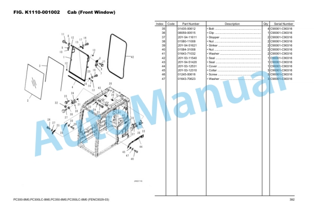 Komatsu PC300-8M0, PC300LC-8M0, PC350-8M0, PC350LC-8M0 Hydraulic Excavator Parts Manual FENC0029-03 3 Komatsu PC300-8M0, PC300LC-8M0, PC350-8M0, PC350LC-8M0 Hydraulic Excavator Parts Manual FENC0029-03 - Image 3