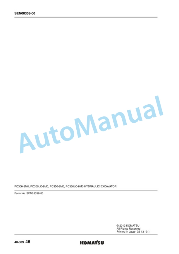 Komatsu PC300-8M0, PC300LC-8M0, PC350-8M0, PC350LC-8M0 Hydraulic Excavator Shop Manual SEN06257-06 4 Komatsu PC300-8M0, PC300LC-8M0, PC350-8M0, PC350LC-8M0 Hydraulic Excavator Shop Manual SEN06257-06 - Image 4