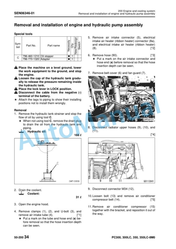 Komatsu PC300-8M0, PC300LC-8M0, PC350-8M0, PC350LC-8M0 Hydraulic Excavator Shop Manual SEN06257-09 5 Komatsu PC300-8M0, PC300LC-8M0, PC350-8M0, PC350LC-8M0 Hydraulic Excavator Shop Manual SEN06257-09 - Image 5