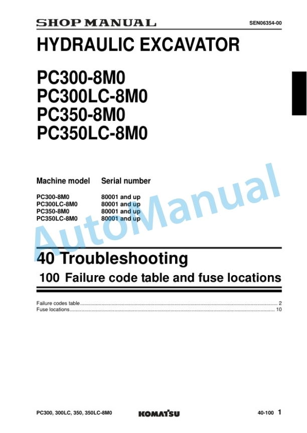 Komatsu PC300-8M0, PC300LC-8M0, PC350-8M0, PC350LC-8M0 Hydraulic Excavator Shop Manual SEN06257-10 3 Komatsu PC300-8M0, PC300LC-8M0, PC350-8M0, PC350LC-8M0 Hydraulic Excavator Shop Manual SEN06257-10 - Image 3