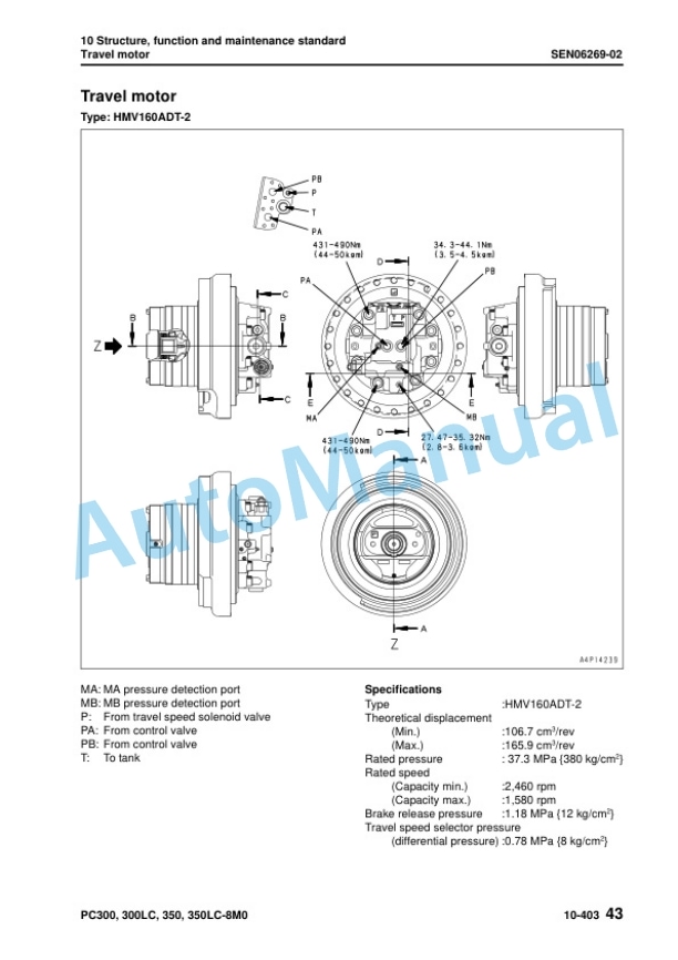 Alternative view of Komatsu PC300-8M0, PC300LC-8M0, PC350-8M0, PC350LC-8M0 Hydraulic Excavator Shop Manual SEN06257-C6