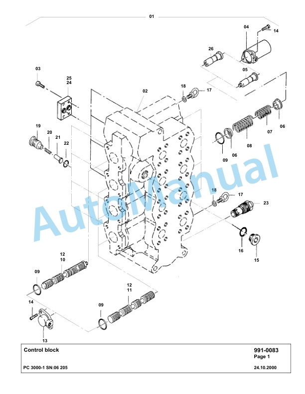 Komatsu PC3000-1 Hydraulic Mining Excavator Parts Manual G06205-5