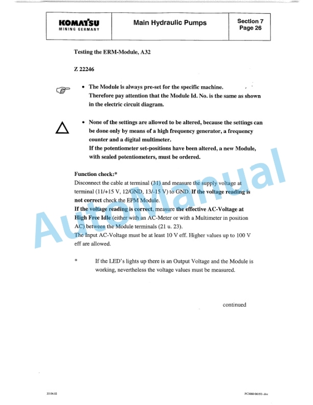 Komatsu PC3000-1 Hydraulic Mining Shovel Shop Manual SMPC30006194 3 Komatsu PC3000-1 Hydraulic Mining Shovel Shop Manual SMPC30006194 - Image 3