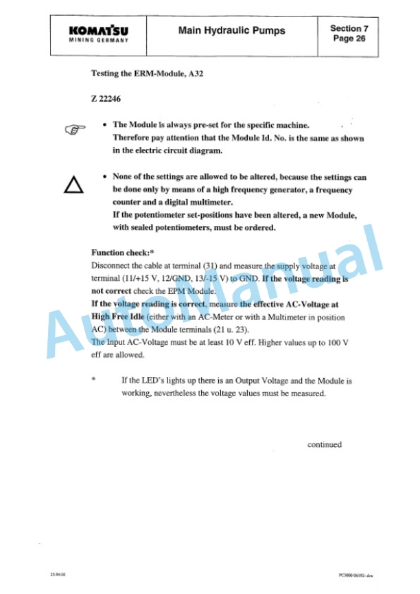 Komatsu PC3000-1 Hydraulic Mining Shovel Shop Manual SMPC30006225 3 Komatsu PC3000-1 Hydraulic Mining Shovel Shop Manual SMPC30006225 - Image 3