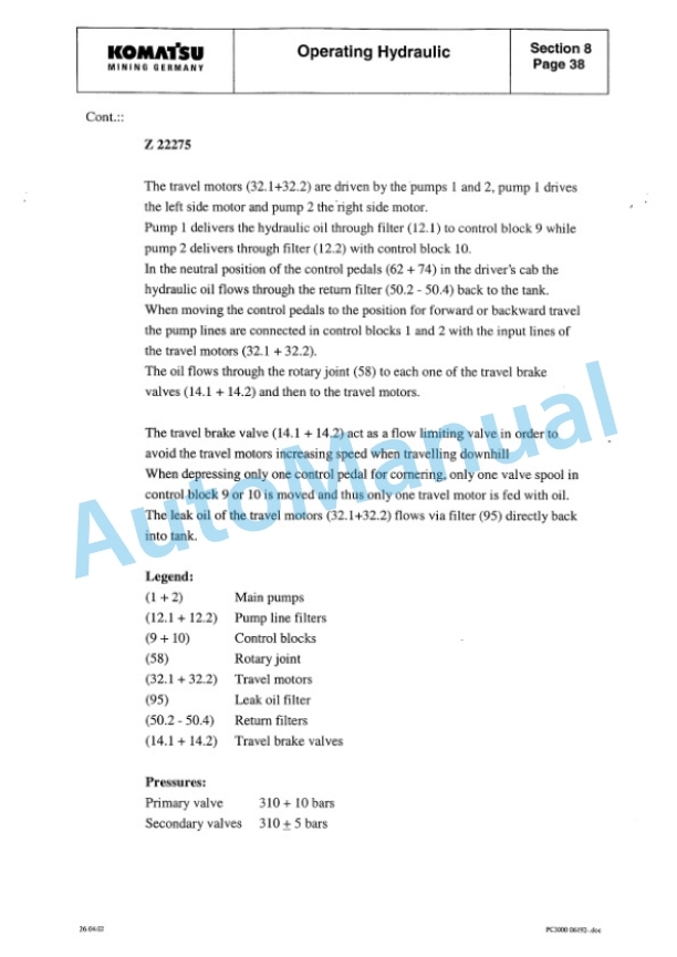 Komatsu PC3000-1 Hydraulic Mining Shovel Shop Manual SMPC30006225 4 Komatsu PC3000-1 Hydraulic Mining Shovel Shop Manual SMPC30006225 - Image 4
