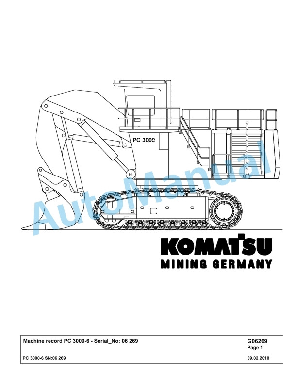 Komatsu PC3000-6 Hydraulic Mining Excavator Parts Manual G06269