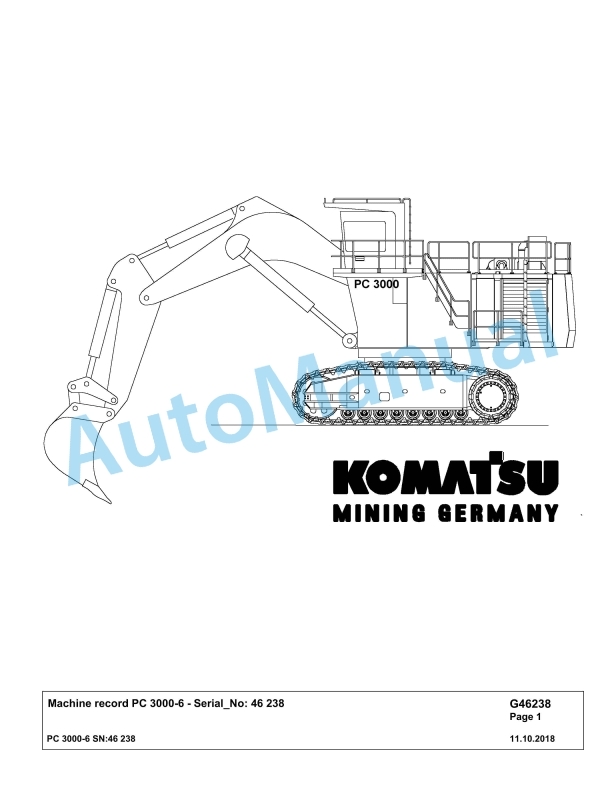 Komatsu PC3000-6 Hydraulic Mining Excavator Parts Manual G46238