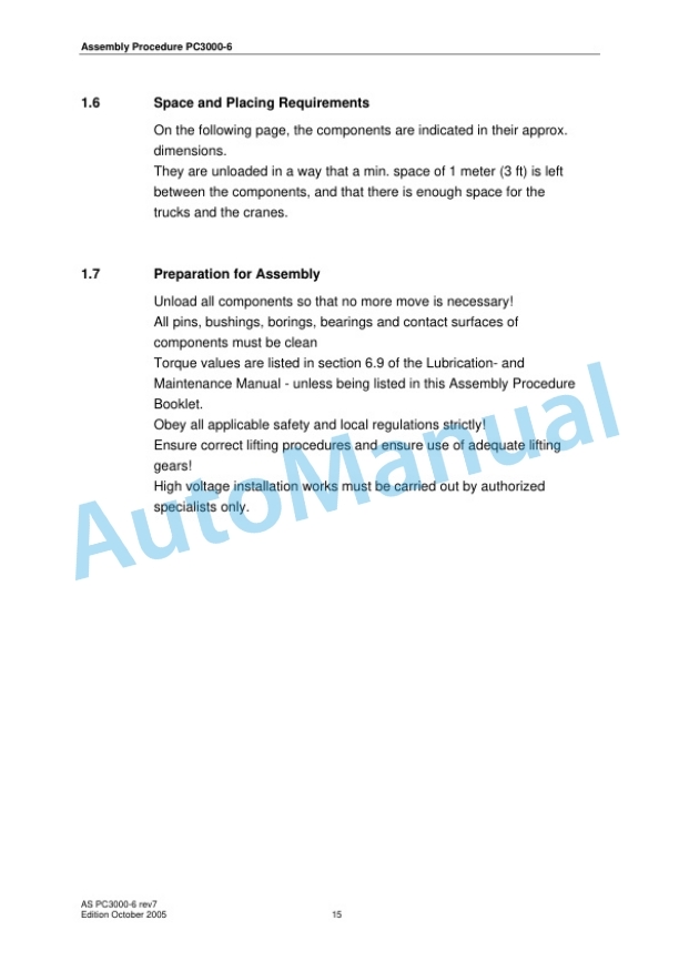 Komatsu PC3000-6 Hydraulic Mining Shovel General Assembly Procedure Manual AS PC3000-6 rev7 2 Komatsu PC3000-6 Hydraulic Mining Shovel General Assembly Procedure Manual AS PC3000-6 rev7 - Image 2