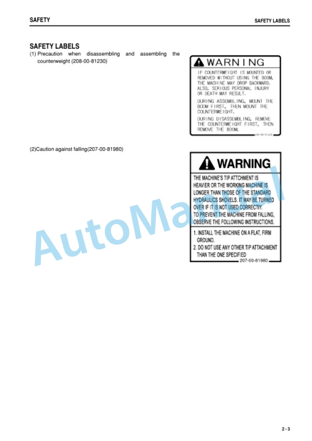 Komatsu PC300LC-8M0 Hydraulic Excavator Operation and Maintenance Manual PEN00824-00 3 Komatsu PC300LC-8M0 Hydraulic Excavator Operation and Maintenance Manual PEN00824-00 - Image 3