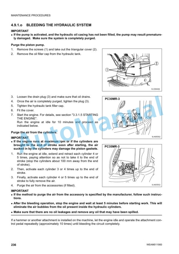Komatsu PC30MR-3, PC35MR-3 Hydraulic Excavator Operation and Maintenance Manual WEAM011900 5 Komatsu PC30MR-3, PC35MR-3 Hydraulic Excavator Operation and Maintenance Manual WEAM011900 - Image 5