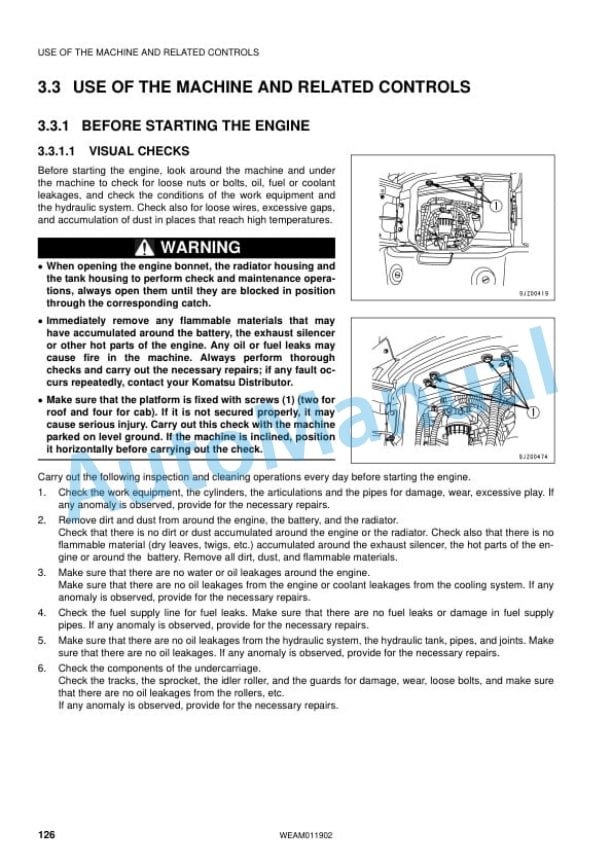 Komatsu PC30MR-3, PC35MR-3 Hydraulic Excavator Operation and Maintenance Manual WEAM011902 3 Komatsu PC30MR-3, PC35MR-3 Hydraulic Excavator Operation and Maintenance Manual WEAM011902 - Image 3