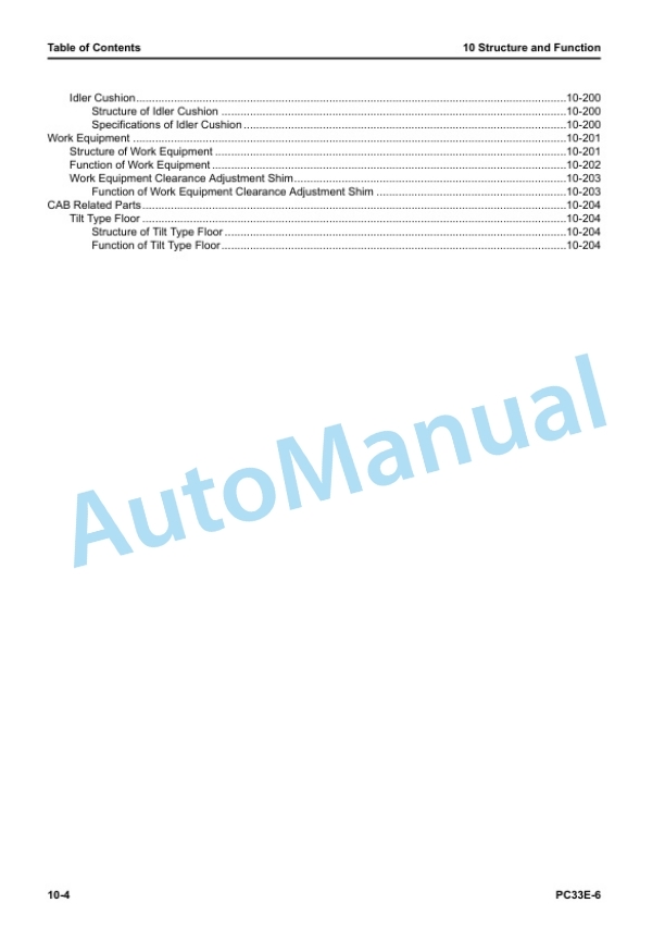 Alternative view of Komatsu PC33E-6 Electric Mini Excavator Shop Manual SEN06975-00