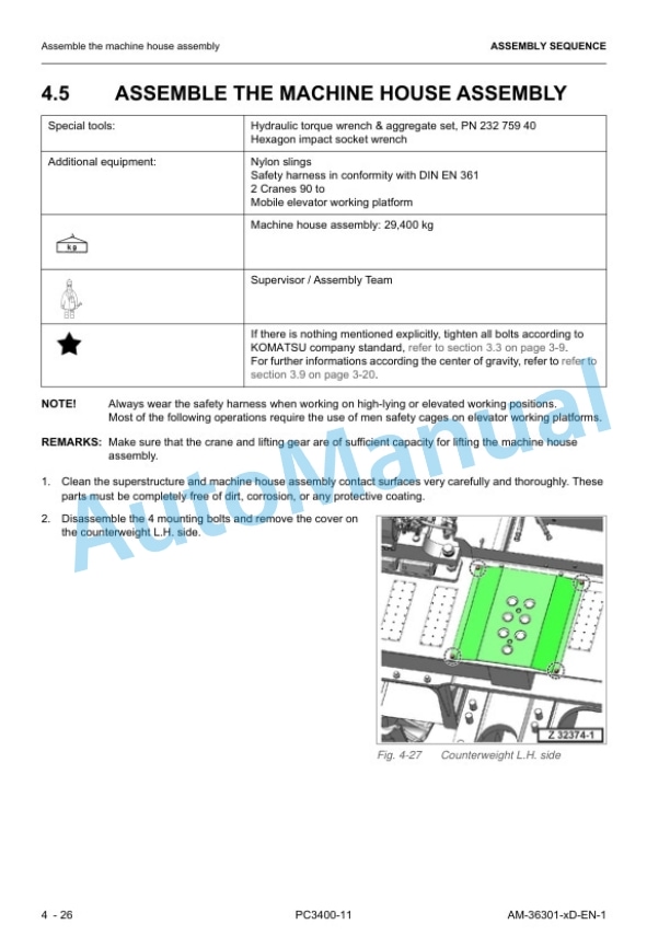 Komatsu PC3400-11M0 Hydraulic Excavator Field Assembly Instruction GEN00237-00 3 Komatsu PC3400-11M0 Hydraulic Excavator Field Assembly Instruction GEN00237-00 - Image 3