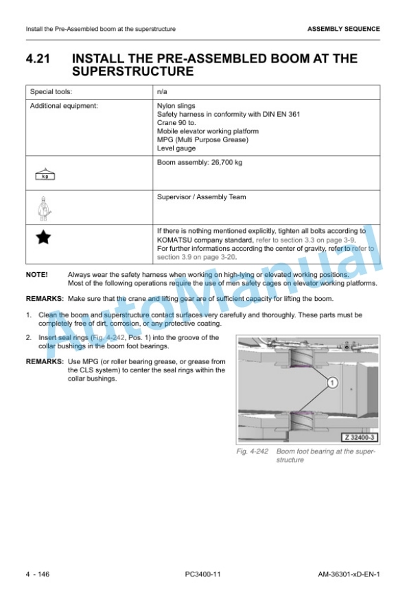 Komatsu PC3400-11M0 Hydraulic Excavator Field Assembly Instruction GEN00237-00 5 Komatsu PC3400-11M0 Hydraulic Excavator Field Assembly Instruction GEN00237-00 - Image 5