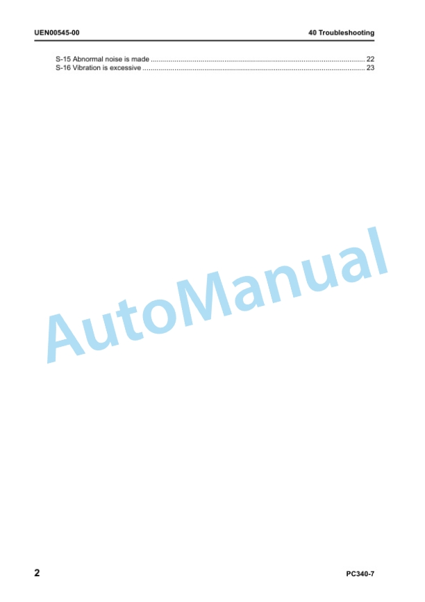Komatsu PC340LC-7, PC340NLC-7 Galeo Hydraulic Excavator Shop Manual UEN00262-00 5 Komatsu PC340LC-7, PC340NLC-7 Galeo Hydraulic Excavator Shop Manual UEN00262-00 - Image 5