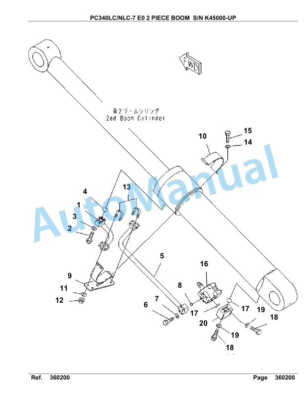 Komatsu PC340LC-7E0, PC340NLC-7E0 2 Piece Boom Hydraulic Excavator Parts Manual K45000-UP-2