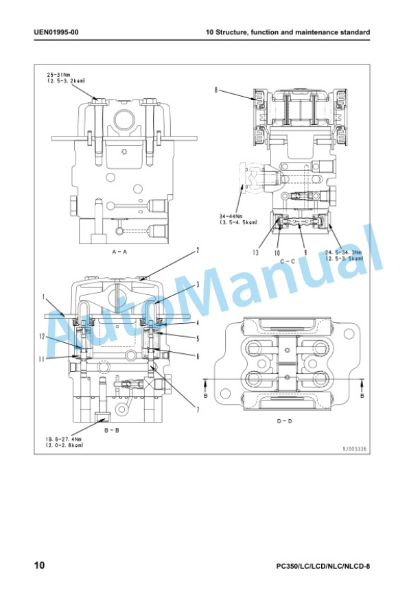 Alternative view of Komatsu PC350LC-8, PC350LCD-8, PC350NLC-8, PC350NLCD-8 Galeo Hydraulic Excavator Shop Manual UEN01983-00