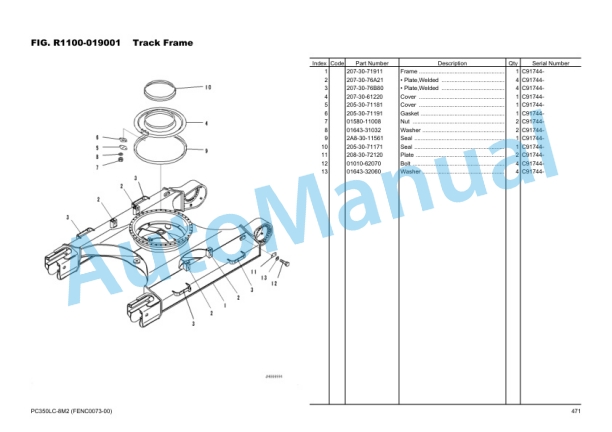 Komatsu PC350LC-8M2 Hydraulic Excavator Parts Manual FENC0073-00 5 Komatsu PC350LC-8M2 Hydraulic Excavator Parts Manual FENC0073-00 - Image 5