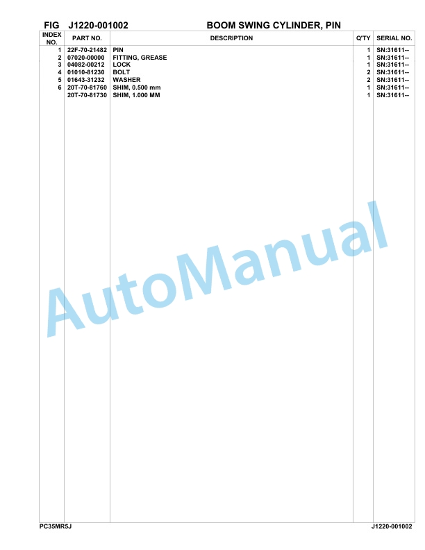 Komatsu PC35MR-5 JPN Hydraulic Excavator Parts Manual 31611-up-3