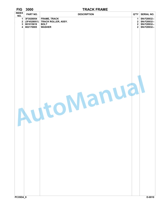Komatsu PC35R-8 DELUXE Hydraulic Excavator Parts Manual F20932-Up-2