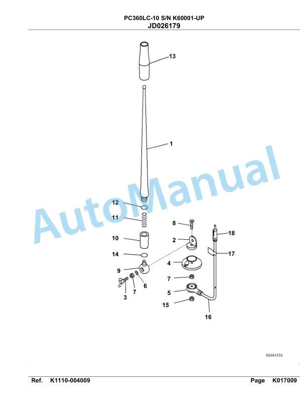 Komatsu PC360LC-10 Hydraulic Excavator Parts Manual SAA6E5AU-4