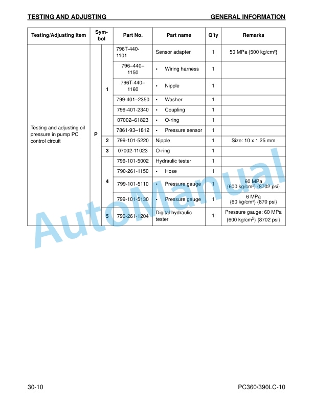Alternative view of Komatsu PC360LC-10, PC390LC-10 Hydraulic Excavator Shop Manual CEBM025206