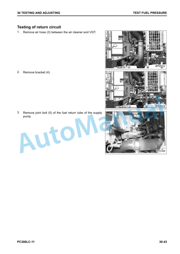 Alternative view of Komatsu PC360LC-11 Hydraulic Excavator Shop Manual SEN06699-01