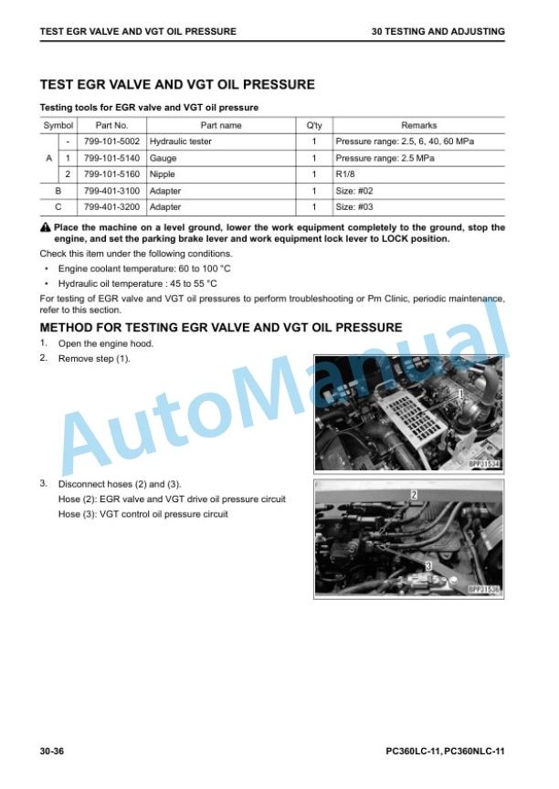Alternative view of Komatsu PC360LC-11, PC360NLC-11 Hydraulic Excavator Shop Manual UENBM00390