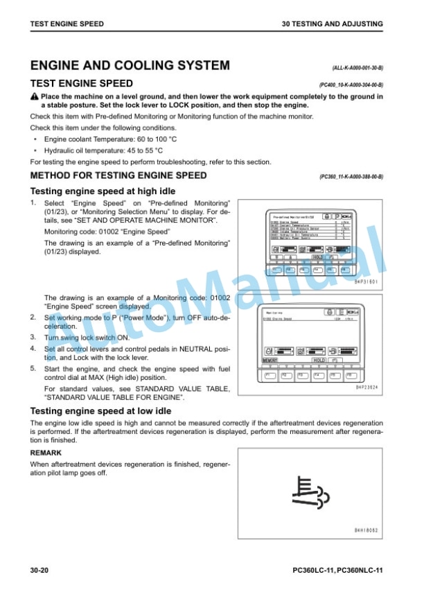 Alternative view of Komatsu PC360LC-11, PC360NLC-11, PC390HRD-11 Hydraulic Excavator Shop Manual UENBM00391
