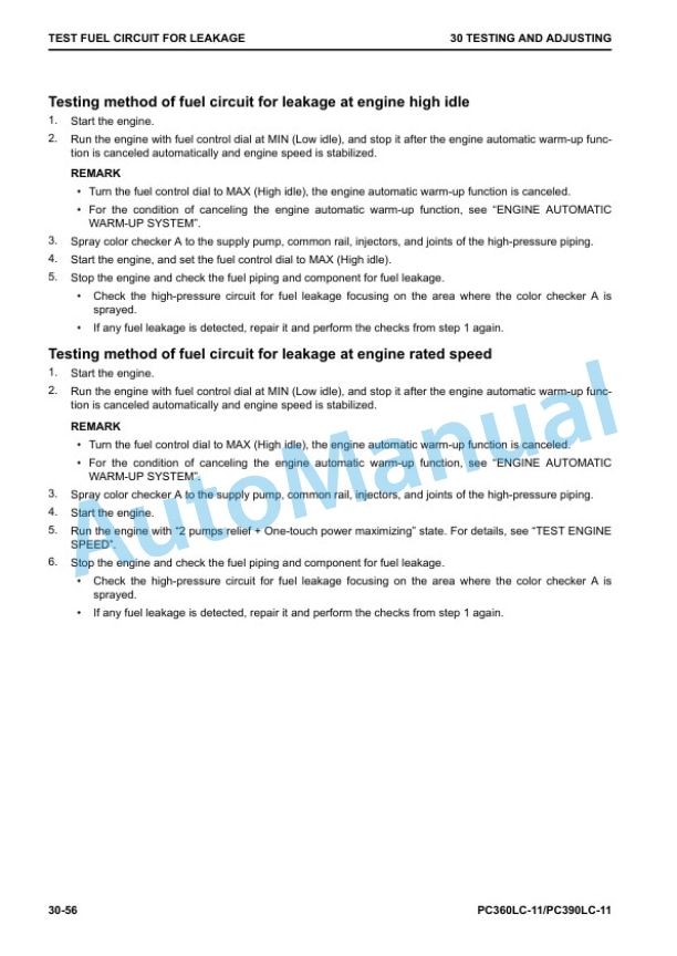 Alternative view of Komatsu PC360LC-11, PC390LC-11 Hydraulic Excavator Shop Manual CEBM029106