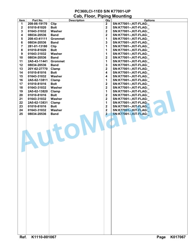 Komatsu PC360LCI-11E0 Hydraulic Excavator Parts Manual PC00095U-4