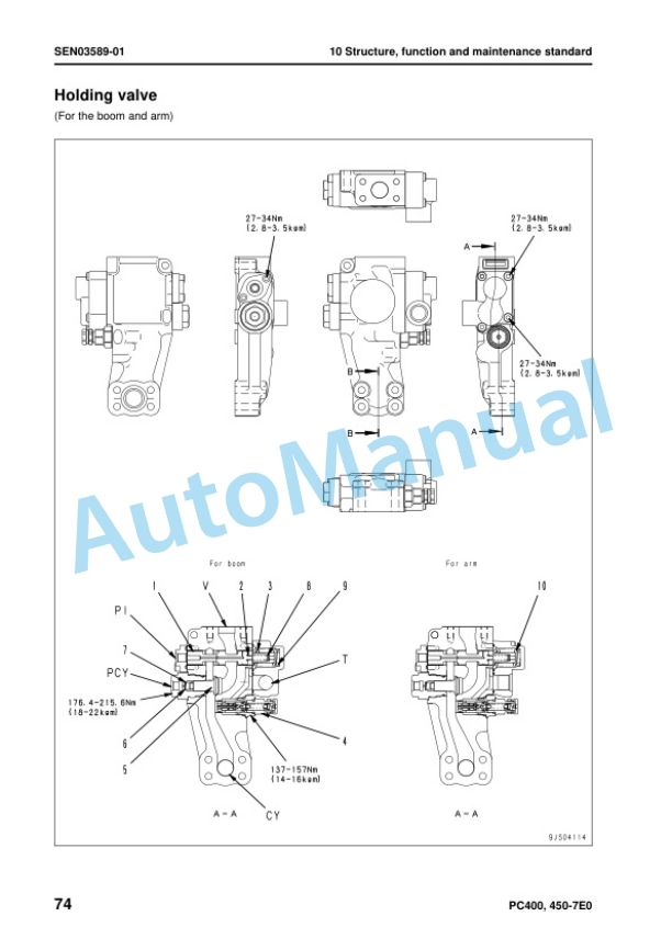 Alternative view of Komatsu PC400-7E0, PC400LC-7E0, PC450-7E0, PC450LC-7E0 Hydraulic Excavator Shop Manual SEN03578-04