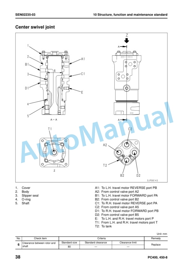 Alternative view of Komatsu PC400-8, PC400LC-8, PC450-8, PC450LC-8 Hydraulic Excavator Shop Manual SEN02223-22