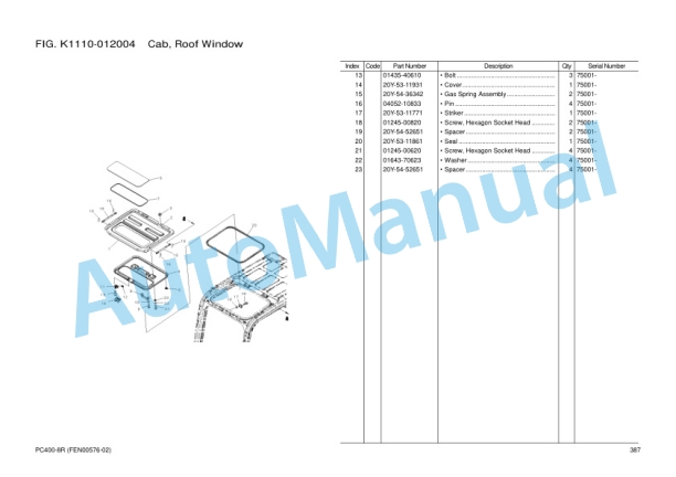 Komatsu PC400-8R Parts Manual FEN00576-02 3 Komatsu PC400-8R Parts Manual FEN00576-02 - Image 3