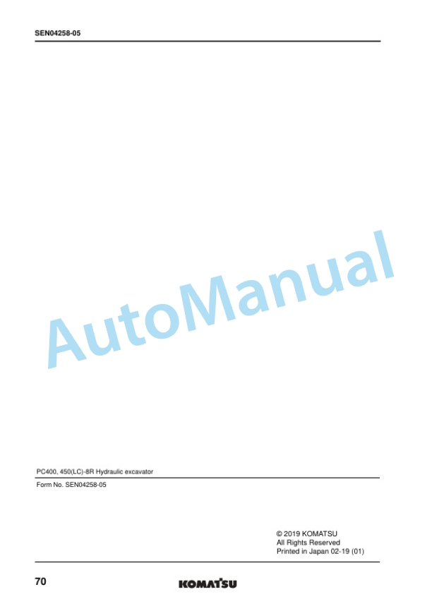 Komatsu PC400-8R, PC400LC-8R, PC450-8R, PC450LC-8R Hydraulic Excavator Shop Manual SEN04239-15 3 Komatsu PC400-8R, PC400LC-8R, PC450-8R, PC450LC-8R Hydraulic Excavator Shop Manual SEN04239-15 - Image 3