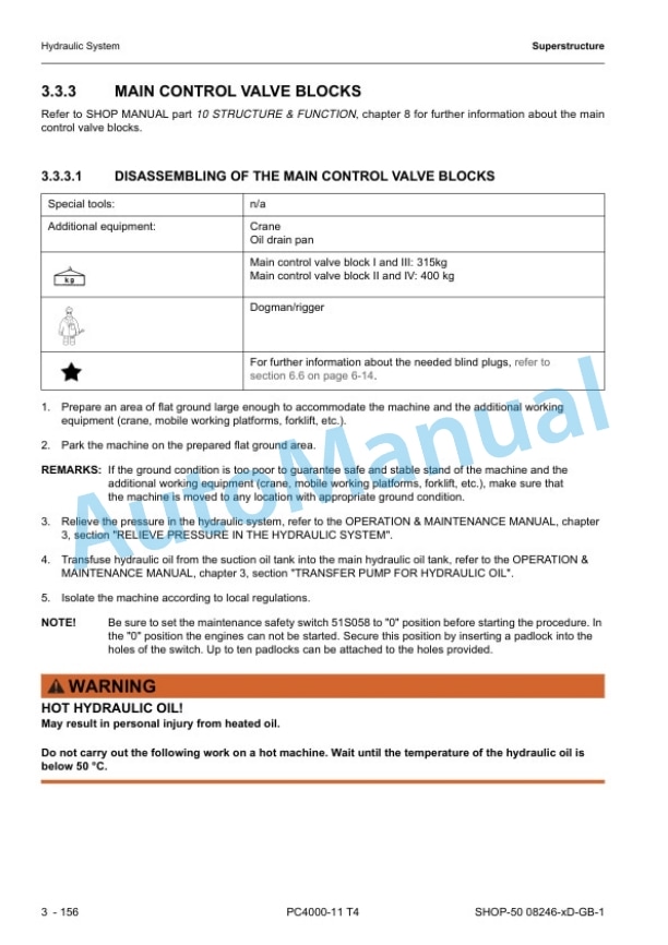Komatsu PC4000-11 T4 Hydraulic Mining Shovel Shop Manual 08246-xD-GB-2 5 Komatsu PC4000-11 T4 Hydraulic Mining Shovel Shop Manual 08246-xD-GB-2 - Image 5