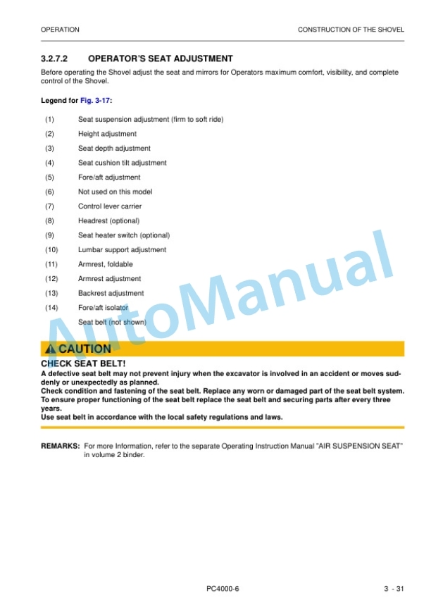 Komatsu PC4000-6 Hydraulic Mining Shovel Operation and Maintenance Manual 08218-xD-GB-0 2 Komatsu PC4000-6 Hydraulic Mining Shovel Operation and Maintenance Manual 08218-xD-GB-0 - Image 2