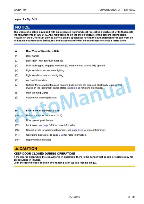 Komatsu PC4000-6 Hydraulic Mining Shovel Operation and Maintenance Manual 08257-Xd-GB-0 2 Komatsu PC4000-6 Hydraulic Mining Shovel Operation and Maintenance Manual 08257-Xd-GB-0 - Image 2