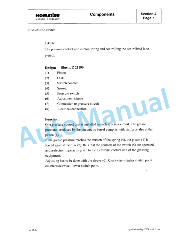Komatsu PC4000-6 Hydraulic Mining Shovel Shop Manual SMPC40008155 5 Komatsu PC4000-6 Hydraulic Mining Shovel Shop Manual SMPC40008155 - Image 5