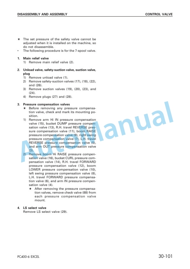 Komatsu PC400LC-6 Excel Hydraulic Excavator Shop Manual SEBM037200 5 Komatsu PC400LC-6 Excel Hydraulic Excavator Shop Manual SEBM037200 - Image 5