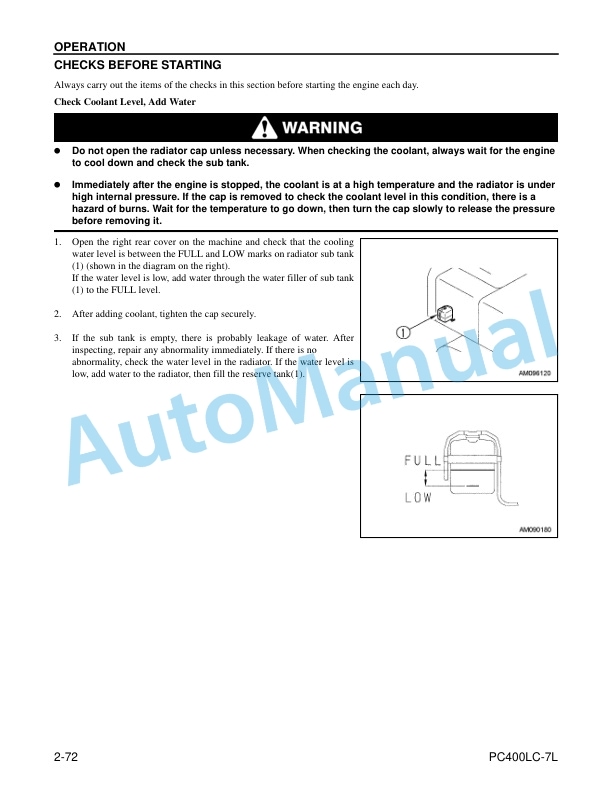 Komatsu PC400LC-7L Hydraulic Excavator Operation and Maintenance Manual CEAM012901 3 Komatsu PC400LC-7L Hydraulic Excavator Operation and Maintenance Manual CEAM012901 - Image 3