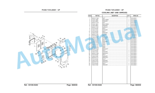Komatsu PC400SE-7, PC400LCSE-7 Hydraulic Excavator Parts Manual LEPBP40702-2